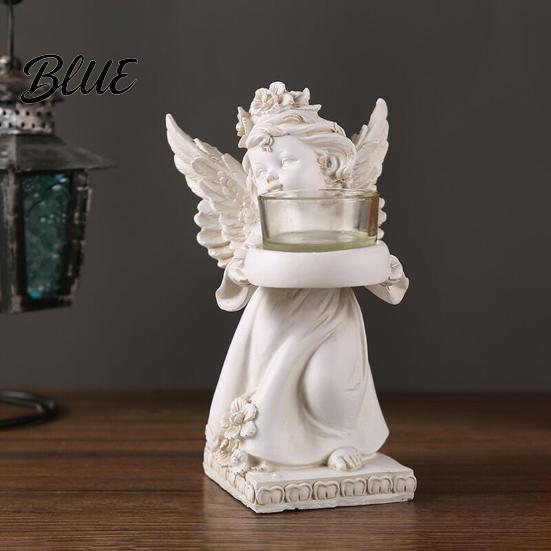 Angel Candle Holder Little Holder Resin Decorative Guardian Tea Light Statue With Retro