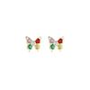 Vintage Colorful Rhinestone Butterfly Stud Earrings Cute Ear Stud Piercing Earrings For Women Girl Party Accessories