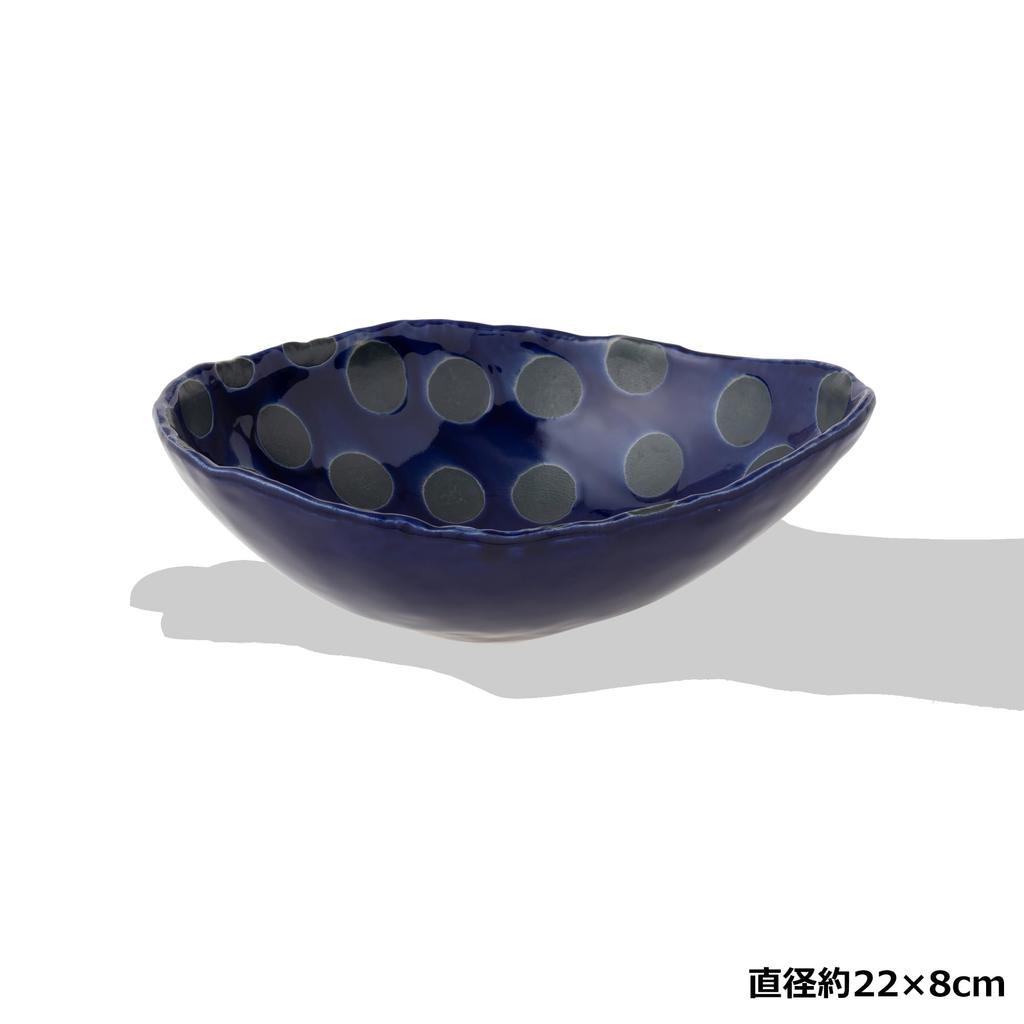 TOKI1919 Mino Rain Mino Japanese polka dot salad deep dish for simmered approximately 22 x 8 cm in suitable for Japanese and other traditional