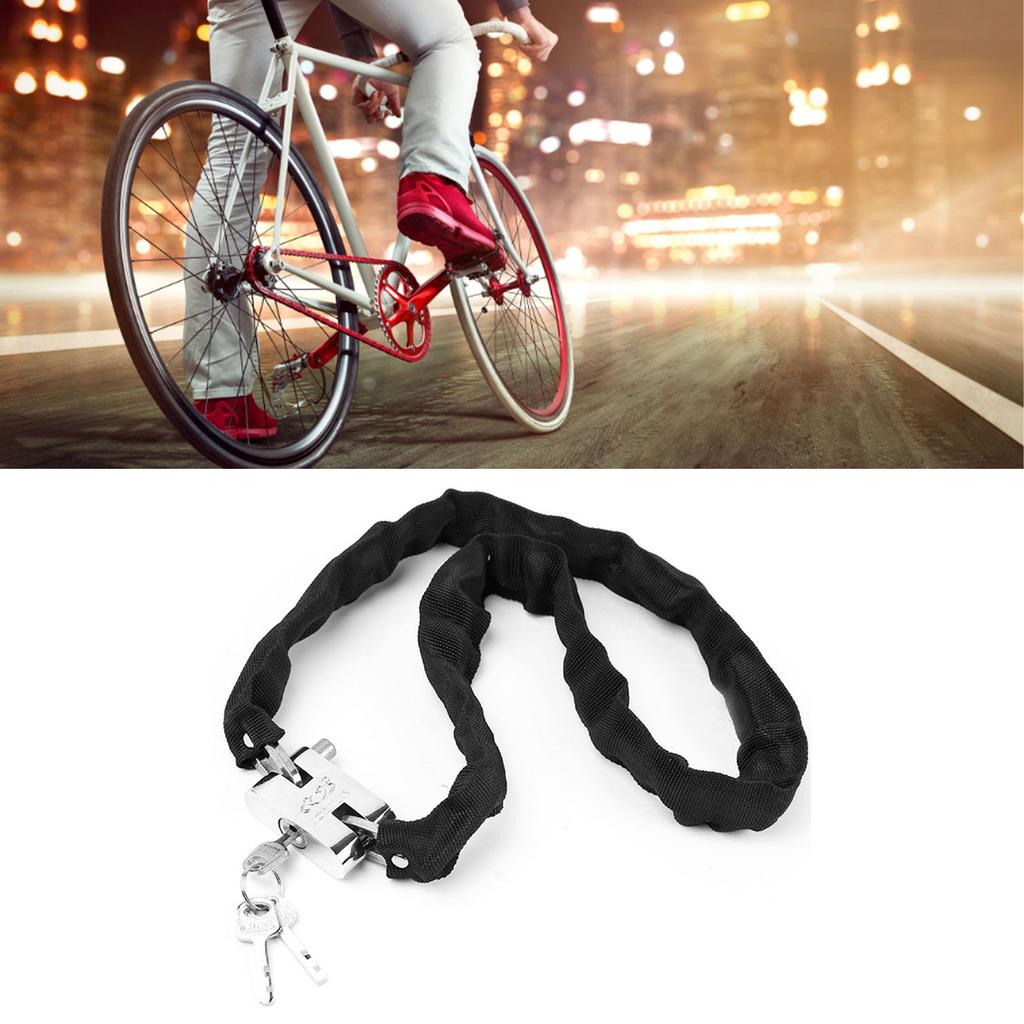 Bike Lock Steel Oxford Cloth Corrosion Resistance Anti Theft Bike Chain Lock Black