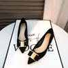 -A Coarse Heel Solid Color Black Daily Women's High Heel Pointed Viscose Shoes Low Top High Heels