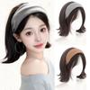 Korean Style Synthetic Wide Knit Headband Wigs Hair Hoop Short Wavy Bob Hair  Party