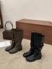 New thin big tube around high tube stacking boots belt buckle knight boots but knee boots