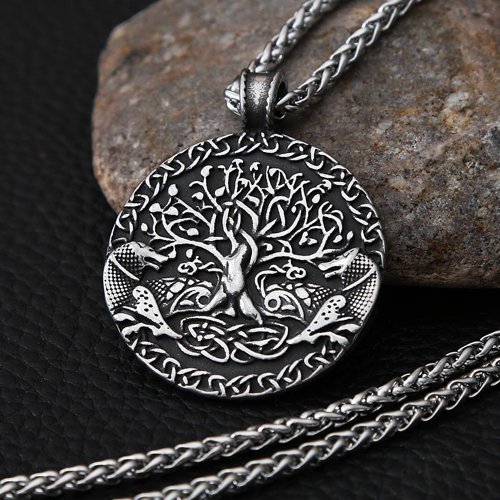 

Винтажные кельтские ожерелья Древо Жизни Кулон Мужчины Скандинавский Викинг Один Волк Ожерелье Нержавеющая сталь Байкер Ожерелье Ювелирные Изделия Подарок