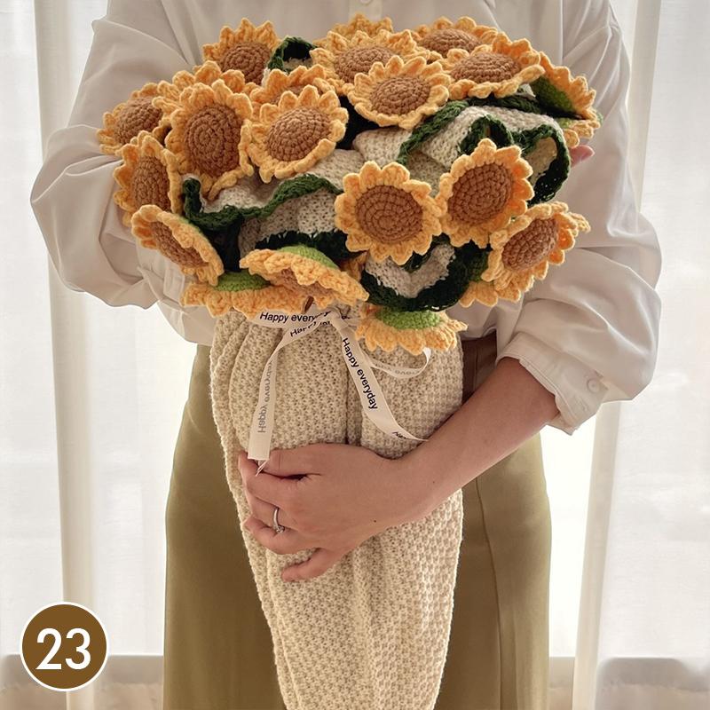 80Cm Finished Crocheted Rose Bouquet Blanket Handmade Knitted Flower Bouquet Blankets Home Decor Bed Sofa Throw Blanket Gift
