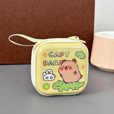 Desenho Animado Capivara Fofa Pequena Carteira de Moedas À Prova D'água Mini Caixa de Armazenamento Carteira Portátil Mini Bolsa para Fone de Ouvido Presentes para Crianças