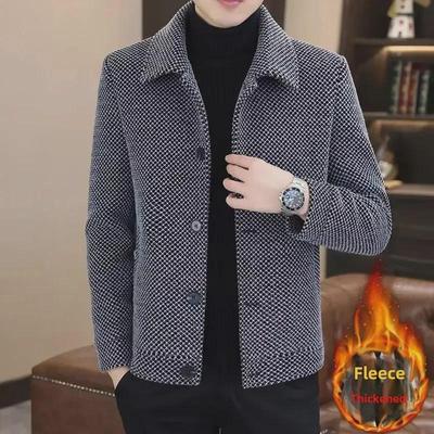 Men's Golden Mink Velvet Jacket - Trendy Autumn/Winter Short Woolen Coat