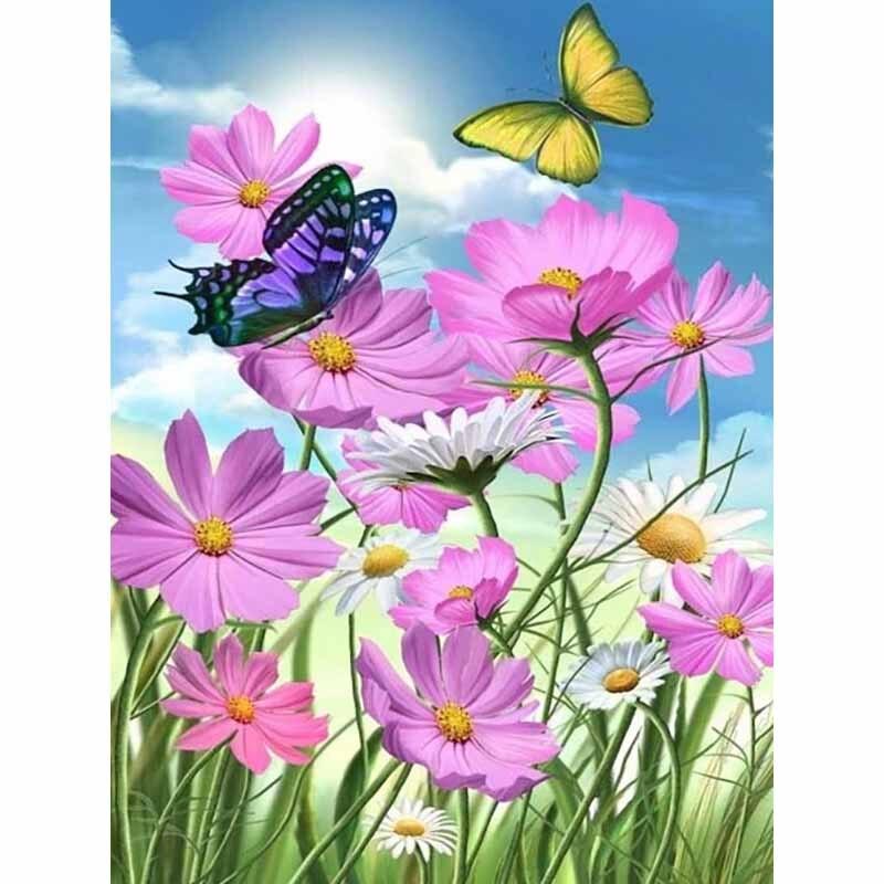 5D DIY Ζωγραφική με Διαμάντια Φρέσκα Λουλούδια Βοοειδή Κέντημα με Διαμάντια Πεταλούδα Σταυροβελονιά Πλήρης Στρογγυλή Τρύπα Διακόσμηση Σπιτιού Δώρο