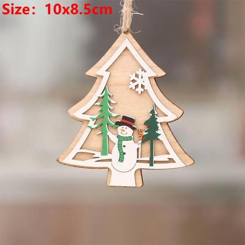 10CM 3D Wooden Five-Pointed Star Bell Pendant Christmas Tree Hanging Decoration for Home Decor Party Happy New Year 2026 Navidad