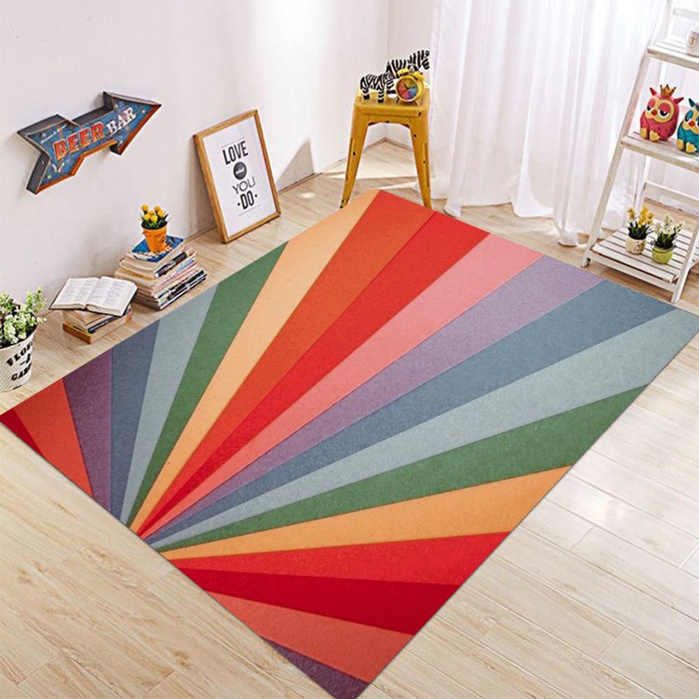 Colorful Striped Carpet for Living Room Living Room Bedroom Grid Style Carpet for Dining Dormitory Room Home Decoration