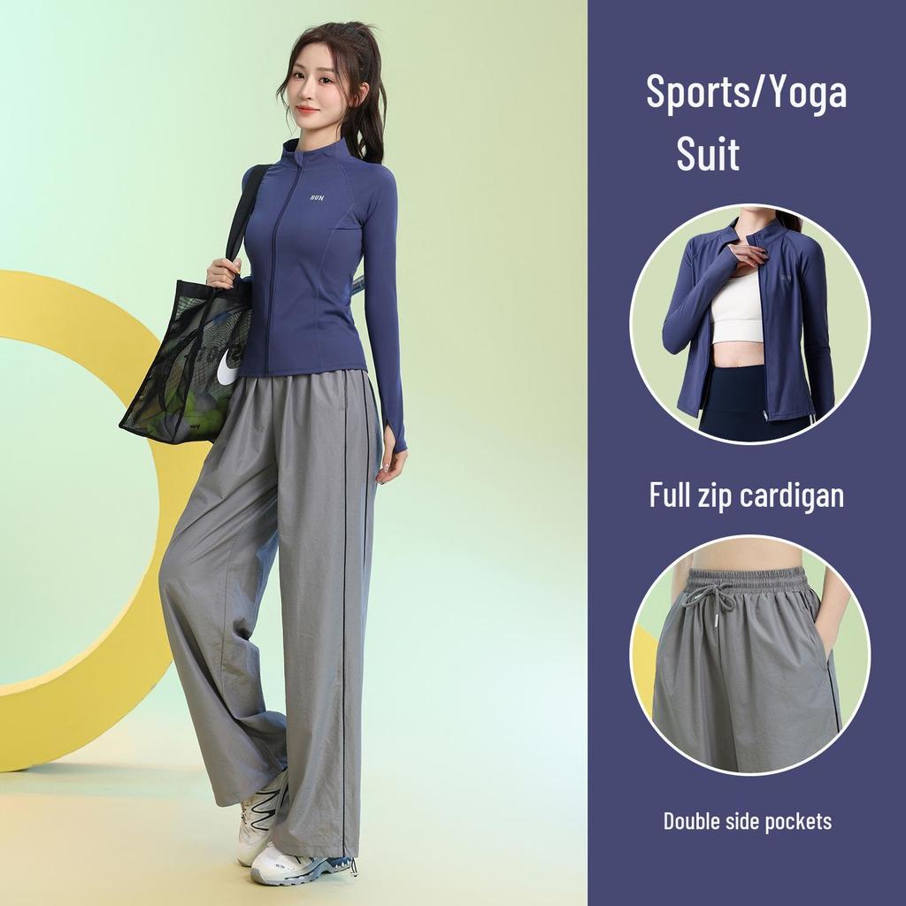 Damen Slim-Fit Atmungsaktiver Badmintonanzug - Herbst/Winter Schnelltrocknendes Sportbekleidungsset mit Reißverschluss und langen Ärmeln