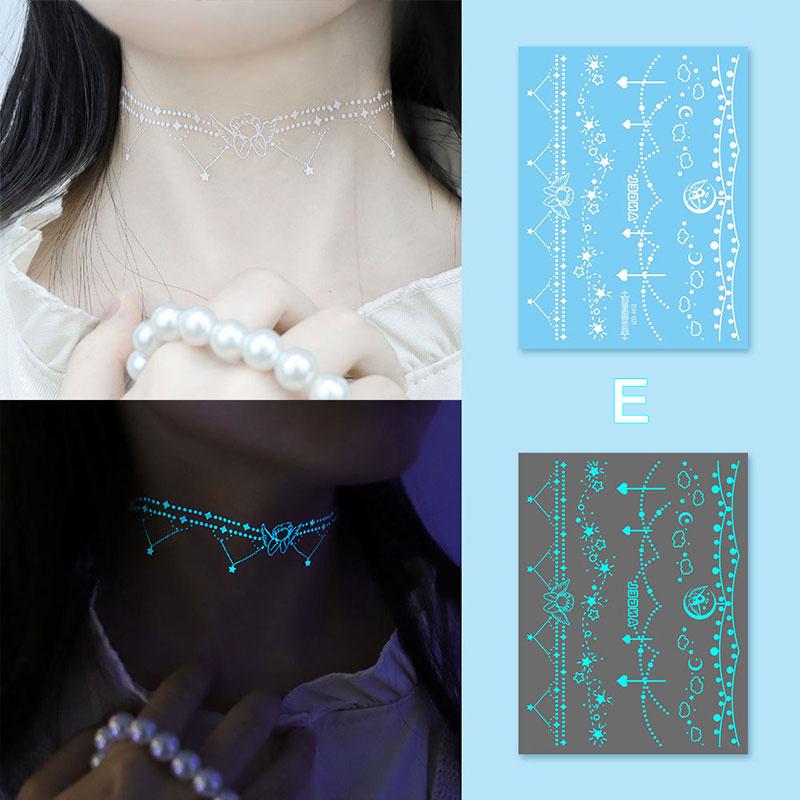 Glow In Dark Temporary Tattoo Stickers Temporary Waterproof Long Lasting Tattoos Stickers