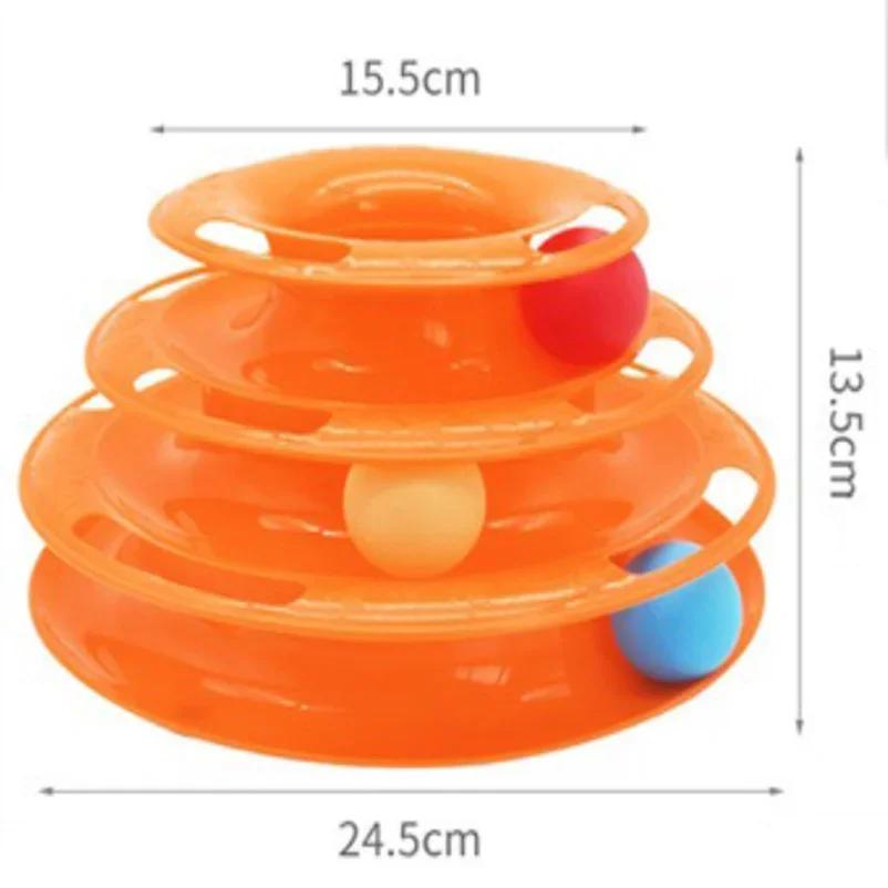 2/1pcsPet Cat Toy Three-layer Ball Cat Turntable Cat Interactive Educational Track Toy Cat Space Tower Play Plate