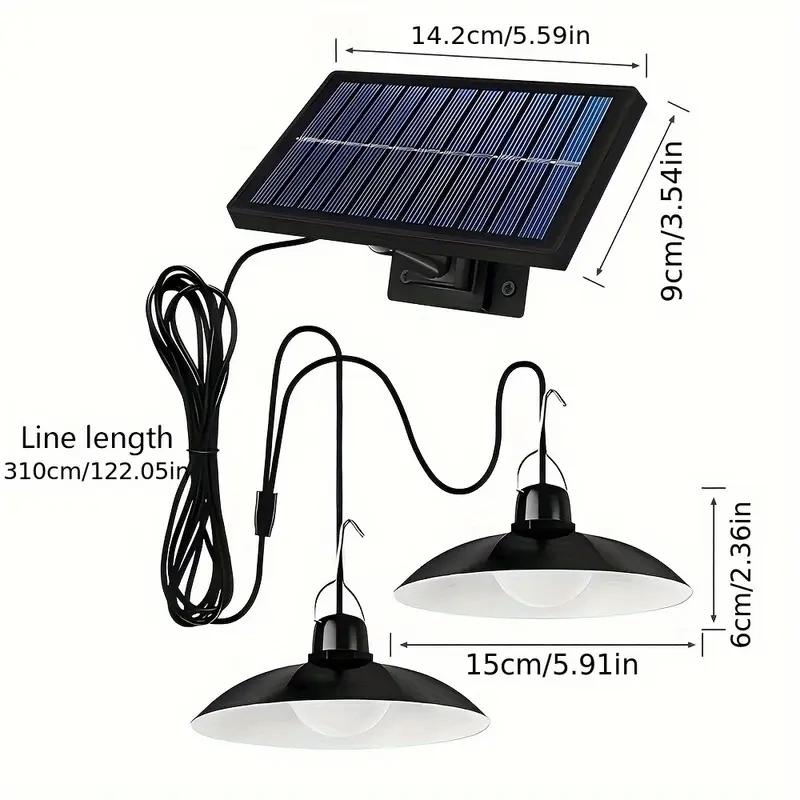 A New  Super Bright Split Dual Heads Solar Pendant Light Household Indoor Solar Light and Outdoor Solar Panel For Camping Garden