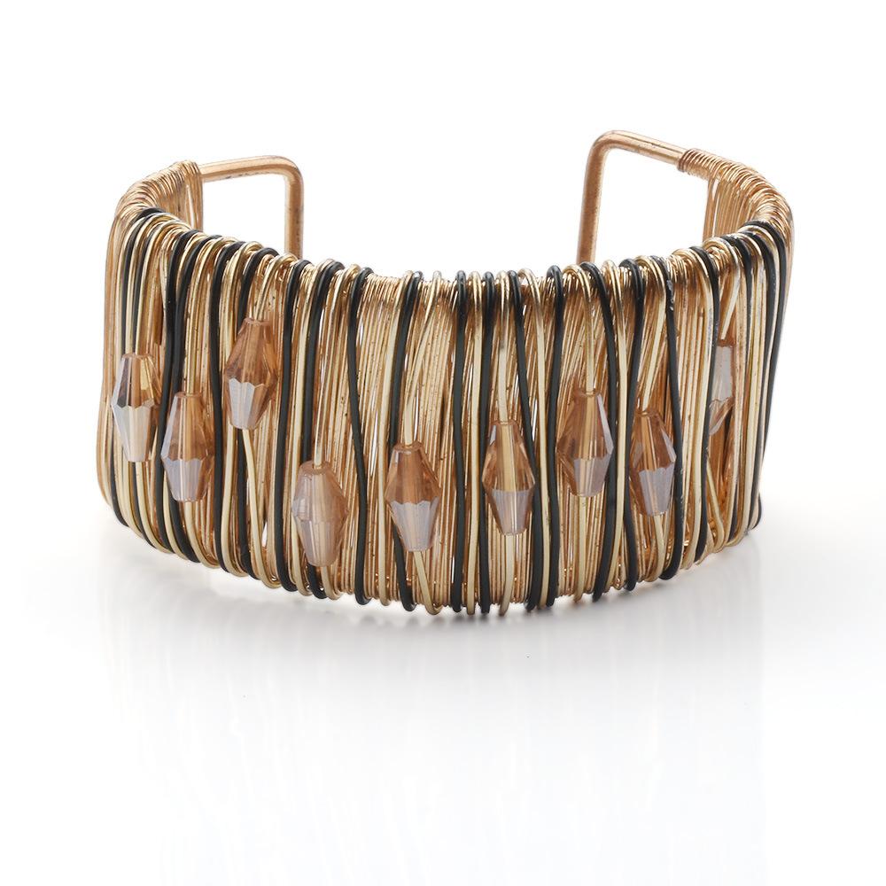 

Браслет ручной работы, наматывающийся, Преувеличенный браслет, Женский полый металлический браслет с ромбовидной полосой, Богемный, Ювелирное изделие