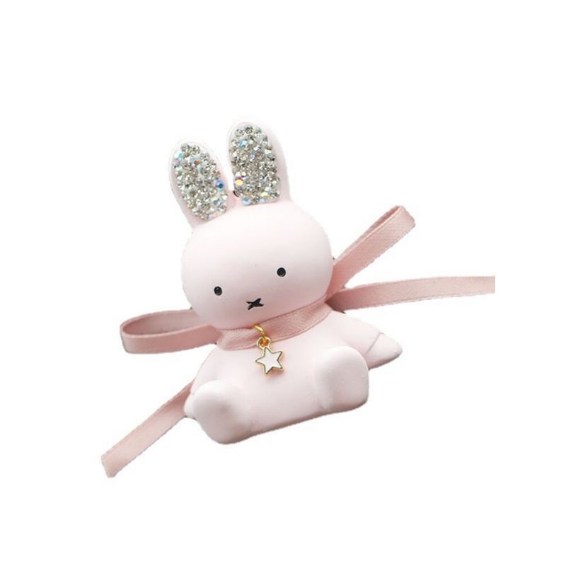 Car Air Freshener Ornament, Miffy Bunny Gypsum Diffuser, Bowknot with Shiny Rhinestones