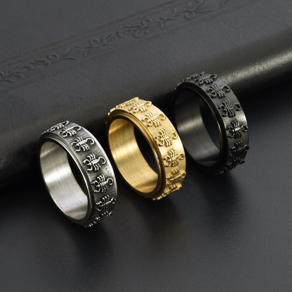 2025 Jewelry Rotatable Scorpion Ring Retro Men's Niche Stress Relieving Ring