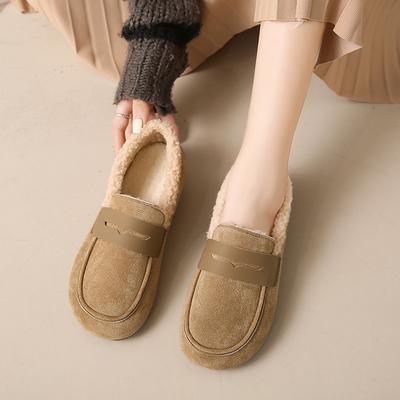 Large Size Cotton Shoes Winter Velvet Wide Fat Feet Pregnant Women Loafer Beanie Shoes Fluffy Shoes