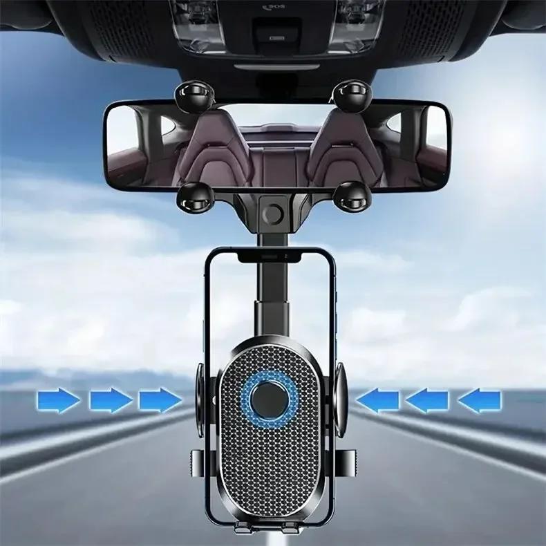 360 Rotating Car Phone Holder Rearview Mirror Mount Car Phone Bracket Navigation GPS Stand Foldable Mobile Cell Support in Car