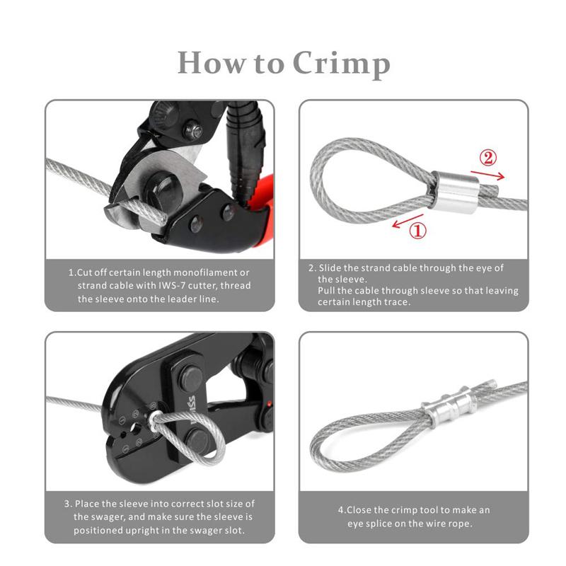 IWS-1608M Wire Rope Crimping (Hand Swage) Tool for Swaging Copper and Aluminum Oval Sleeves and Stop Sleeves from 1.58-3.5mm