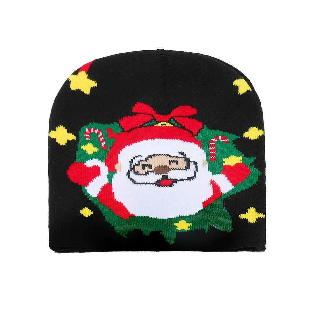 Reindeer Red Knitted Woolen Hat Christmas Tree Pullover Cap Santa Claus Beanie Hat  Women