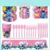 Lilo Stitch Party Supplies Set With Paper Plates Cups Napkins Tablecloth For Kids Birthday Decor