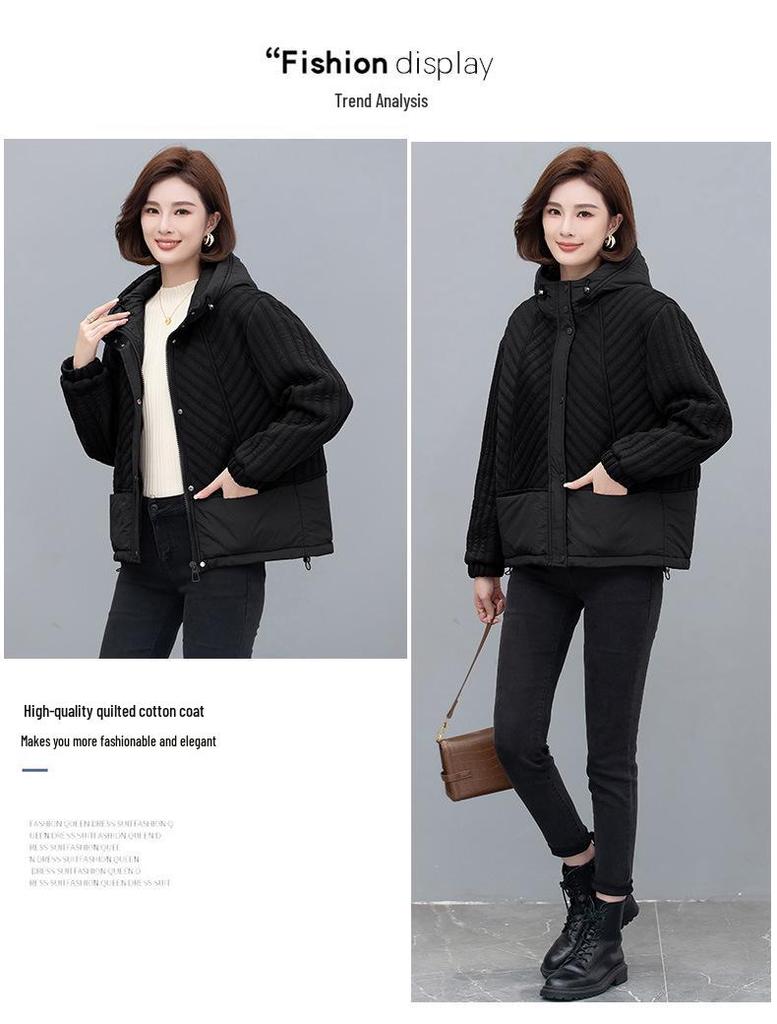 Women's 2024 Winter Hooded Cotton Jacket - Loose, Plus-Size, Thickened Casual Coat for Middle-Aged Moms