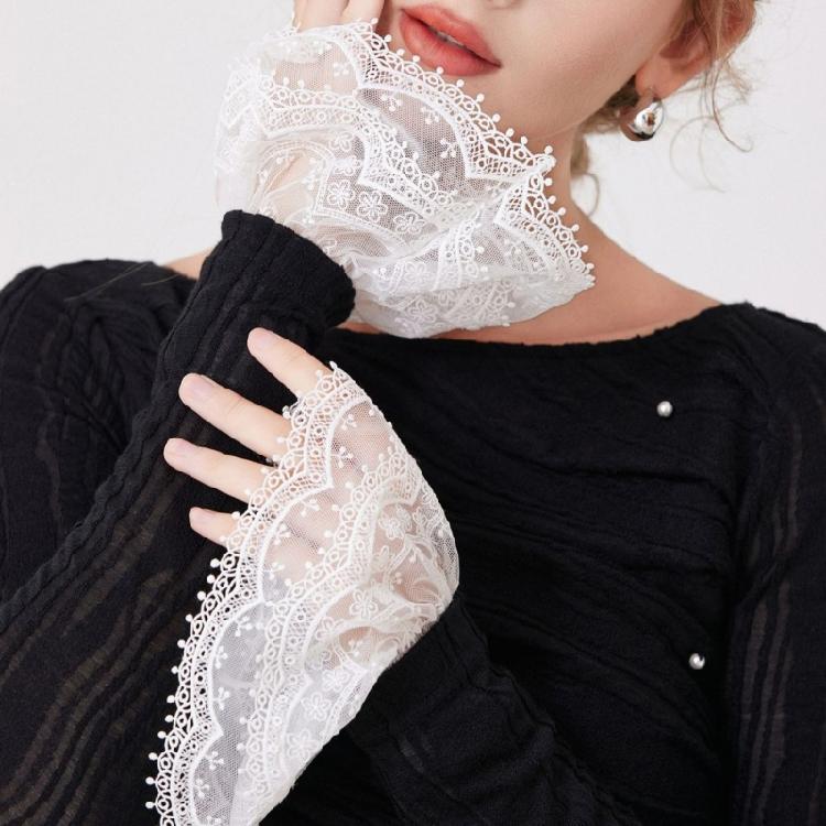 French Lace Arm Sleeves Wrist Cuffs Arm Covers Decorative Sleeves For Office Women Daily and Party Clothing Enhancer