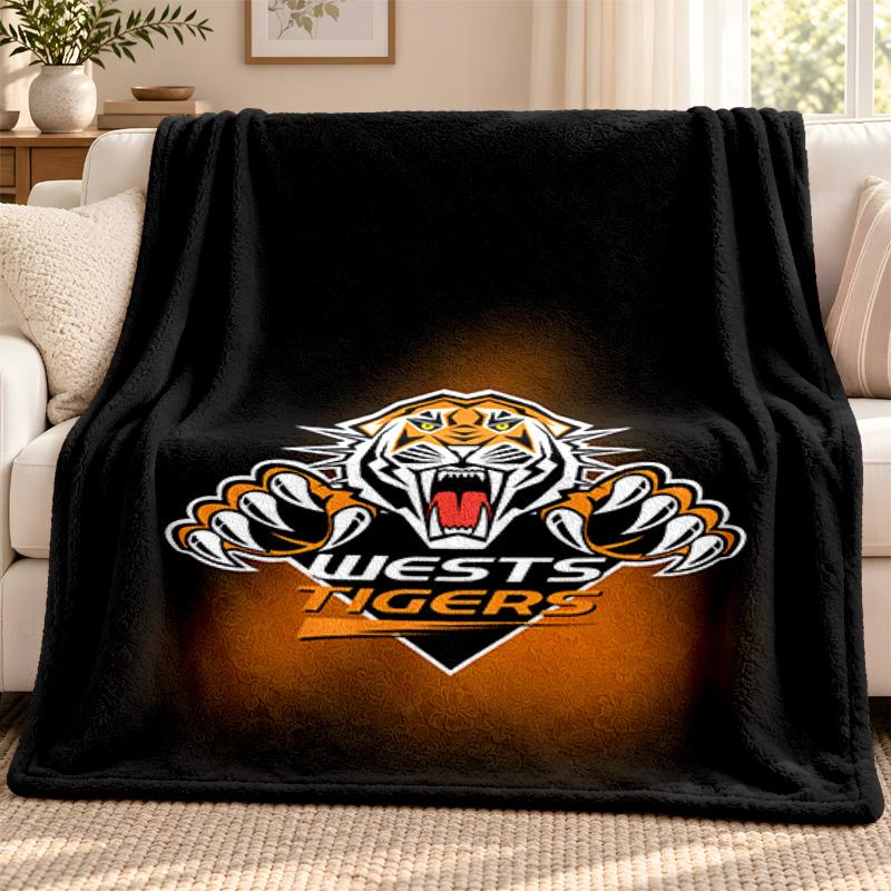 Wests Tigers Blanket Flannel Blanket Soft Cozy Plush Throw for Sofa Bed Lightweight Home Decoration Outdoor Camping