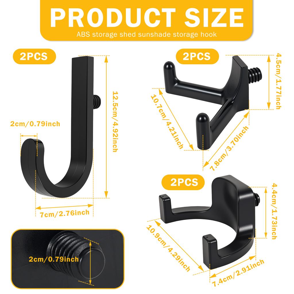 6Pcs Garage Storage Hooks Tool Hanger ABS Storage Shed Tool Hooks for Home Storage