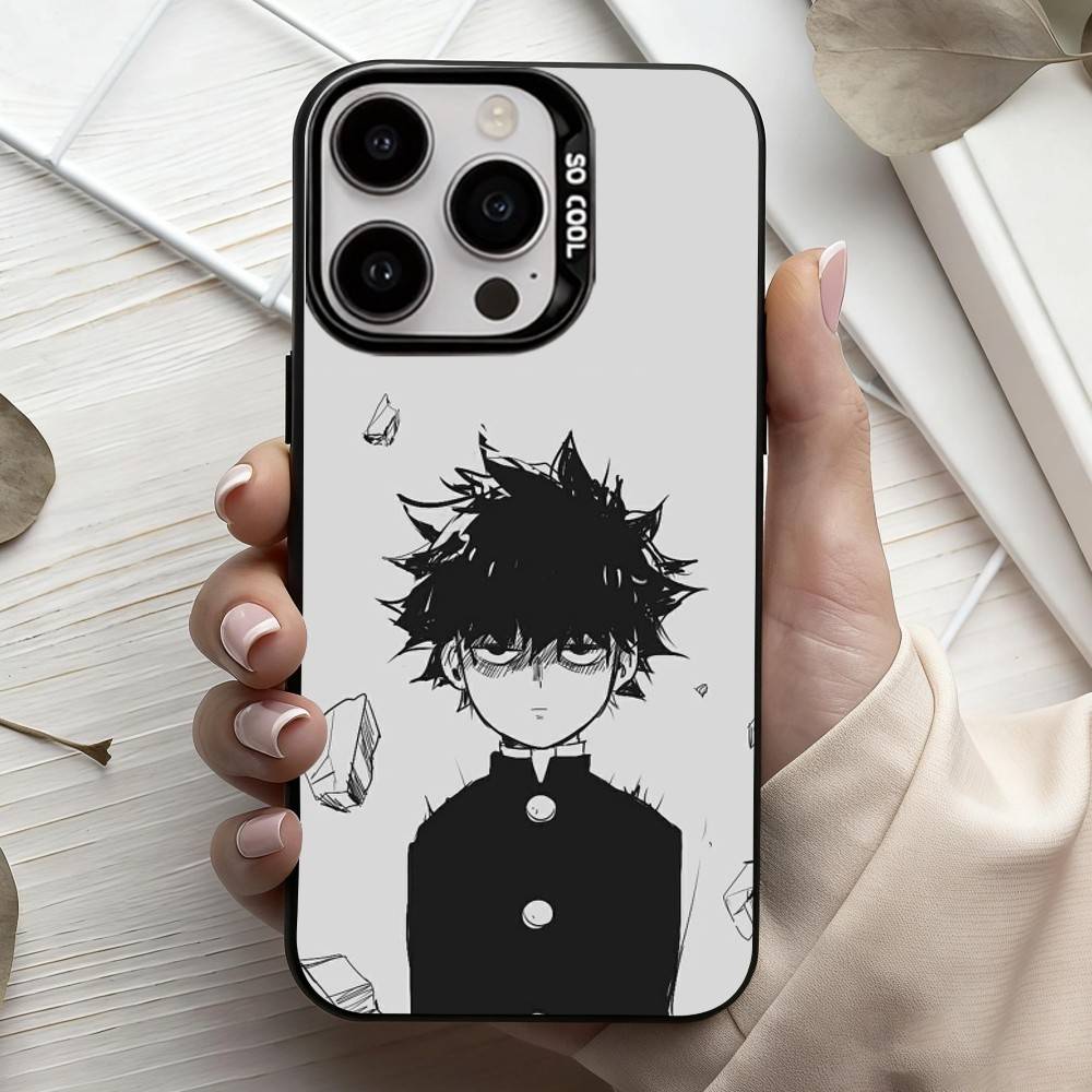 Anime m-Mob p-Psycho-o 100  Phone Case For iPhone17,16,15,14,13,12,11 Plus,Pro Max Black Candy Silver Phone Case