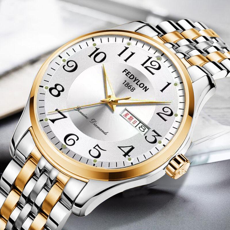 Herren Leuchtende Uhr Kalender Groß Digital Stahlband Solide Woche Mode Business Uhr Nicht-mechanische Uhr