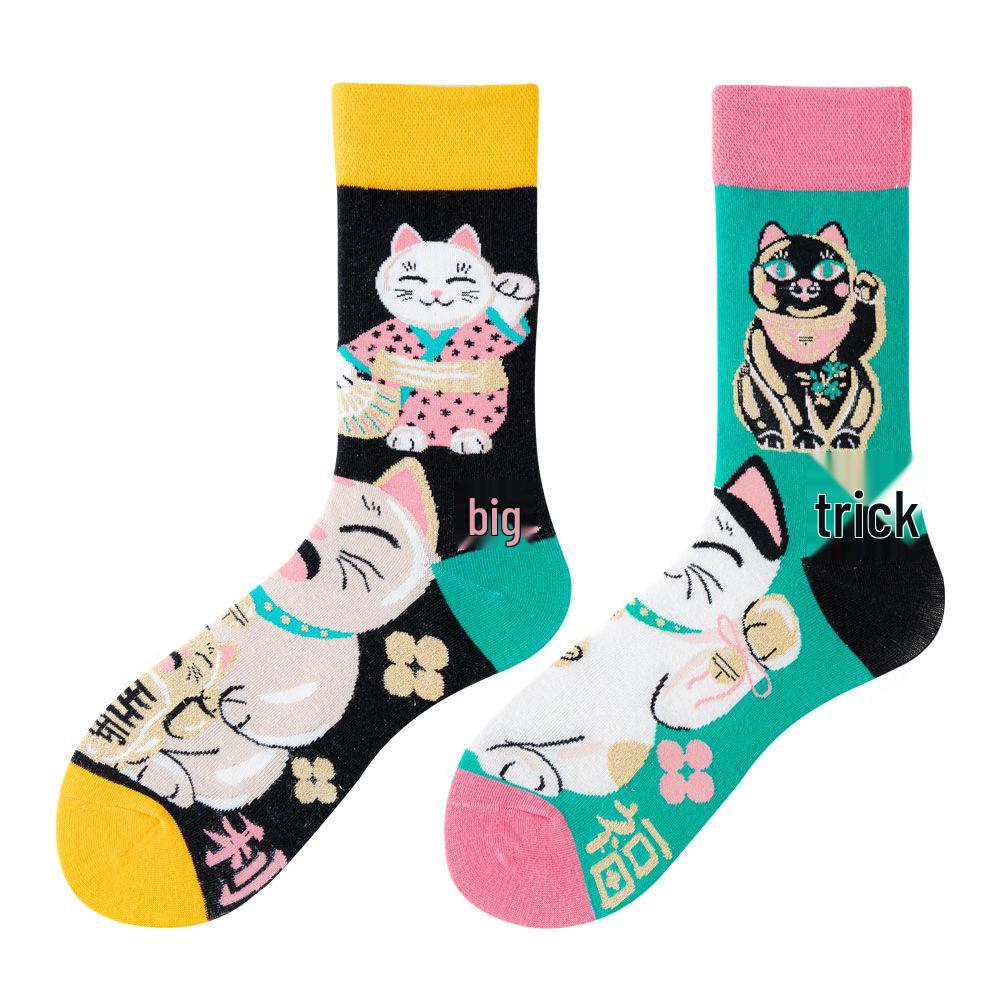 SMLSOX Summer Asymmetrical Mandarin Duck Couple Mid-Calf Colorful Christmas Cotton Fashion Socks