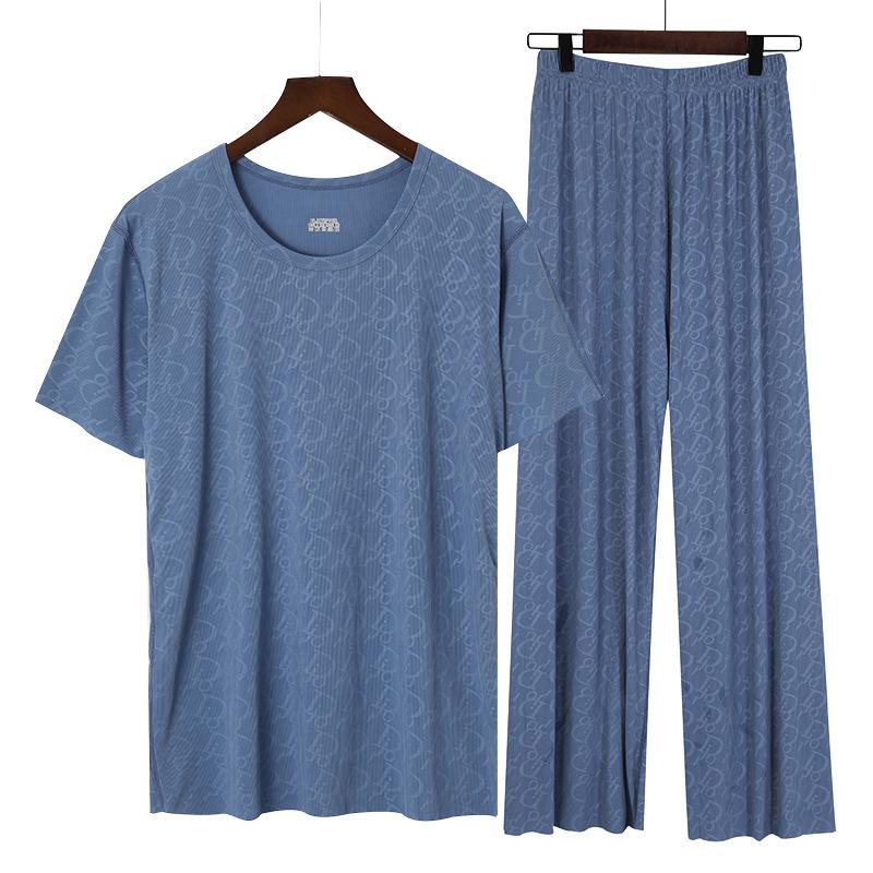 

Unisex Summer Ice Silk Home Wear Set - Short/Long Sleeve & Pants, Wearable Outdoors, Thin Silk Pajamas Triple Extra Large