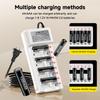 PALO 1.2V AA Ni-MH Battery 1300mah +AAA Rechargeable Batteries 600mah for Toy alarm clock with 8 slots Smart 2A 3A Battery Charger
