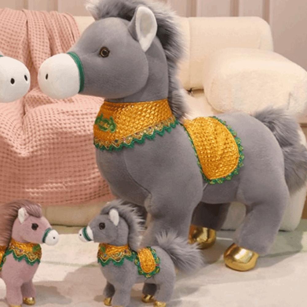 Mascot Horse Stuffed Toys Cartoon Animal Pony Plush Doll Traditional Chinese Zodiac Horse  Kids