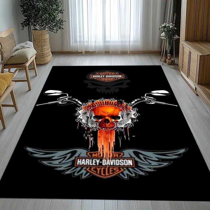 Retro H-Harleys Racing Moto Living Room Non-Slip Area Rug Soft Carpet for Bedroom Kids Playroom Sofa,Home Decor Doormat Gift