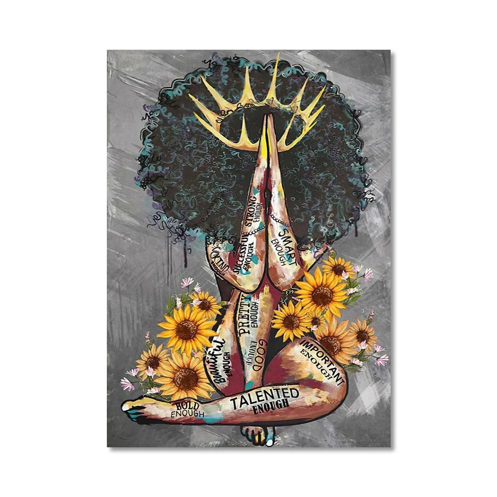 Black Woman With Crown Model Wall Art Poster Faceless Nordic Mural Modern Home Decor Canvas Pictures Prints Living Room Decorate