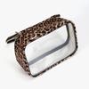 Waterproof Large Capacity Travel Cosmetic Organizer with Zipper Leopard Cosmetic Makeup Bag Leopard Print Clear Makeup Bag