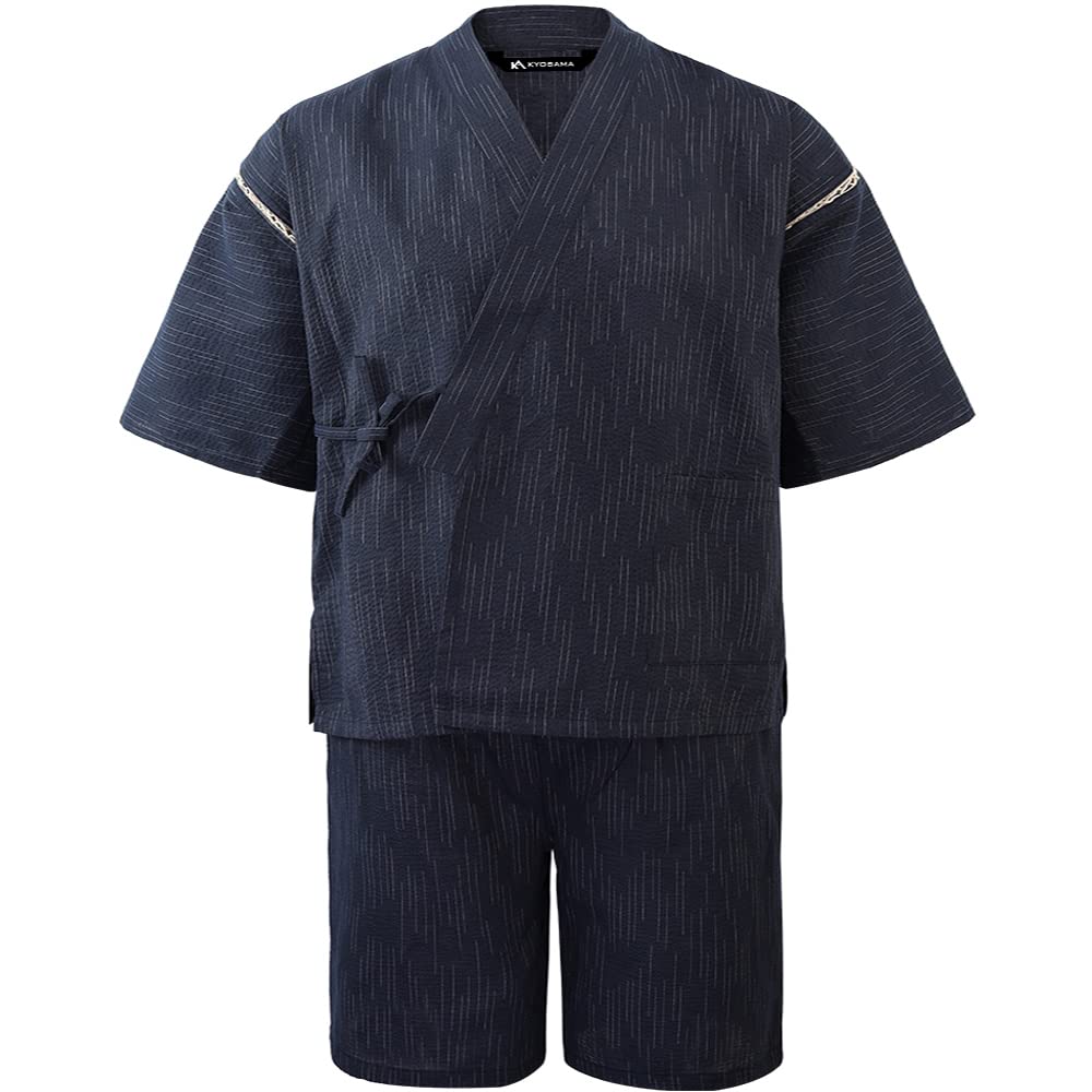 

KYOSAMA Летний джинбей из хлопка и 6 стильных подарков для парня или практичный японский, идеально подходящий для фейерверков, лето, День пожилого человека 01 Синий касури