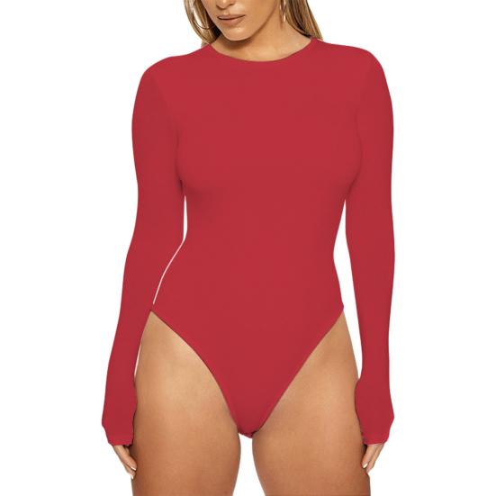 Kalhotky s dlouhým rukávem s výstřihem do O Střih Dámské body Podzim Zima Skinny Spodní body