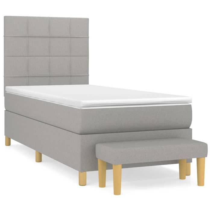 Exclusive House - Slatted Bed Base with Mattress Light Grey 80x200 Cm Fabric