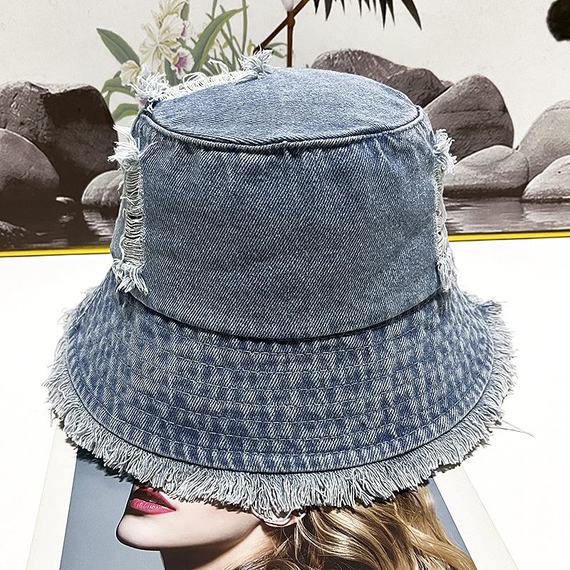 Summer Trendy Washed Broken Denim Bucket Hat Women Breathable Sunshade Best Matched Female Korean Style Beach Fisherman Cap Gift