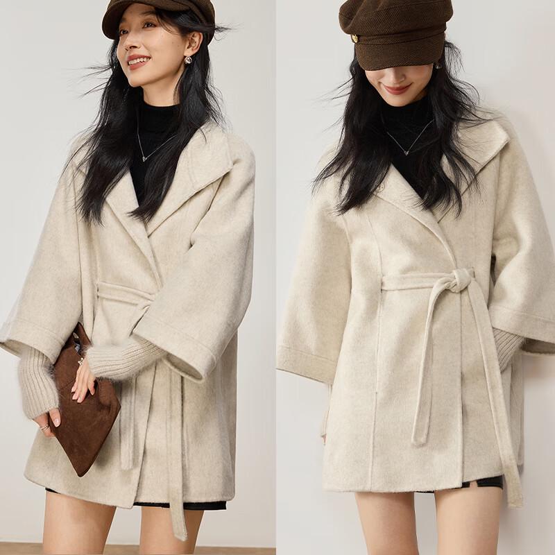 VICTORIA&VERA Women's Winter Alpaca Blend Knit Sleeve Cape Coat V9017D11