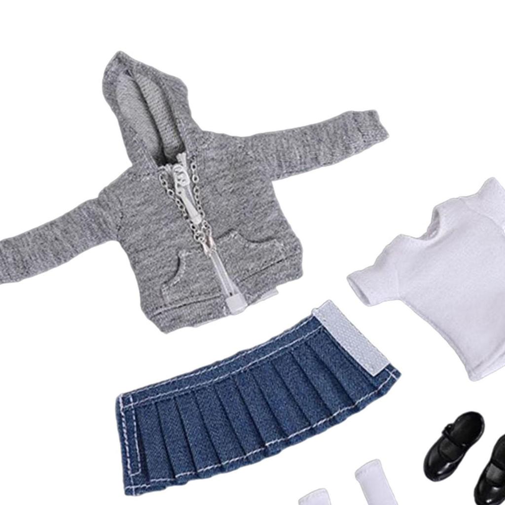 1/12 Scale Figure Clothing Set Doll Uniform Kits Dollhouse Decoration Fashion Pleated Skirt for