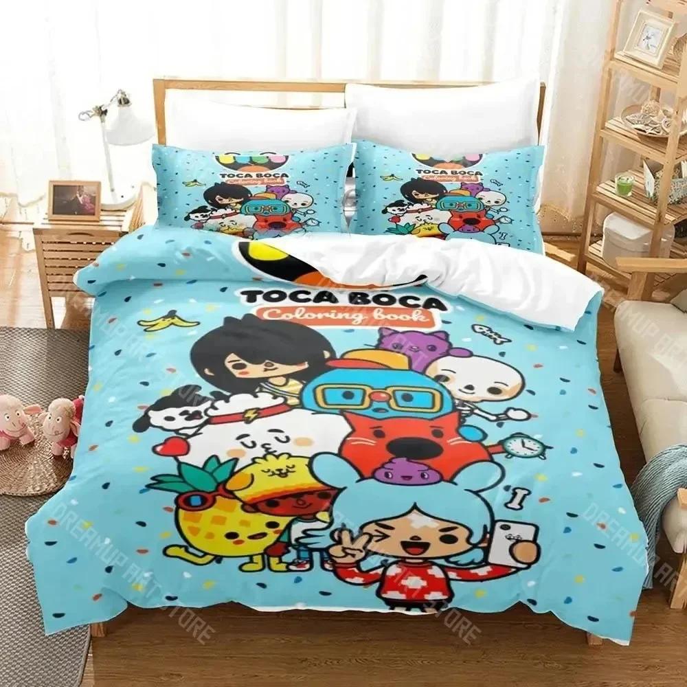 3D Anime Game Toca Bocas Bedding Set King Twin Double Child Bedding Set Microfiber or Polyester Duvet Cover Set Home Textiles