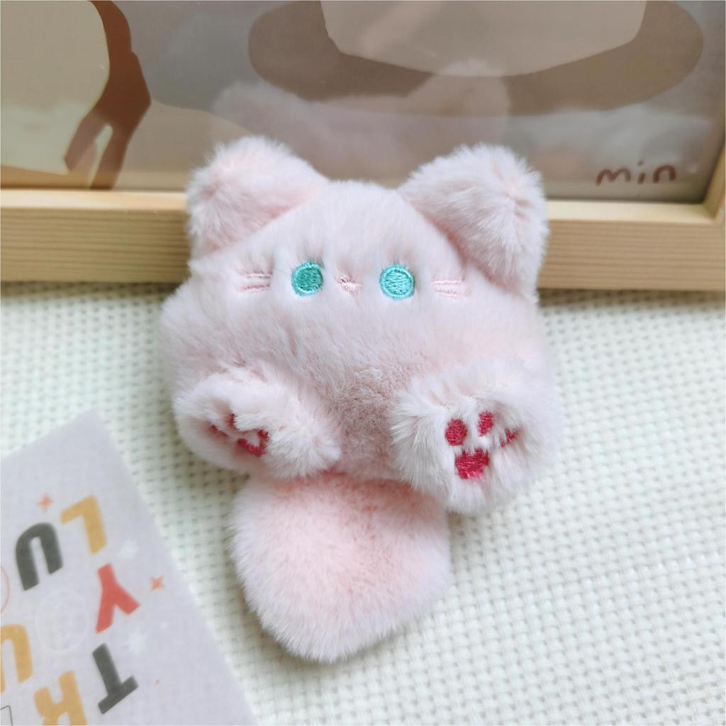 Squeaky Kitten Plush Pendant & Cute Cartoon Kitty Brooch Hair Accessories