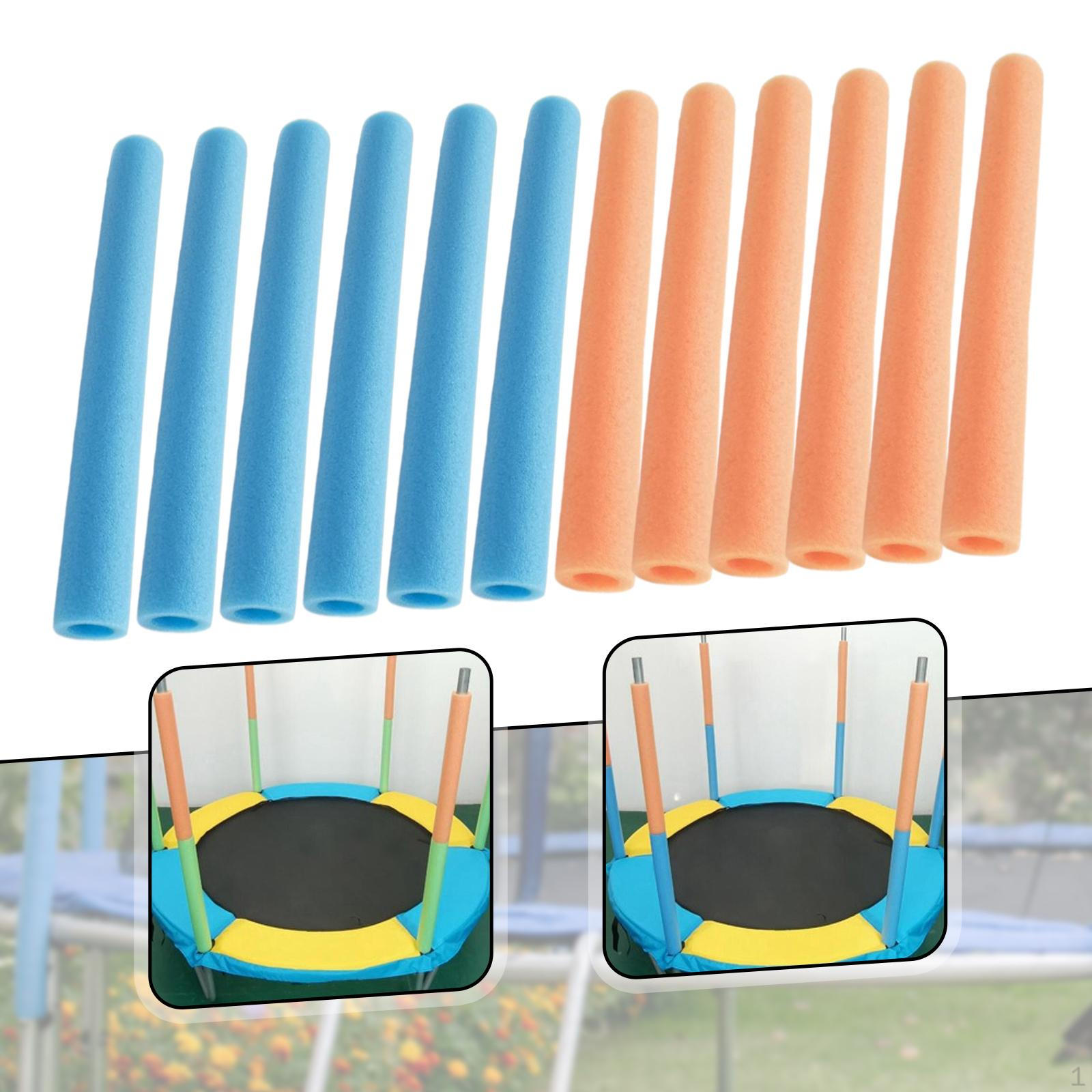 

12 Trampoline Pole Foam Covers, Protection, Padding, Accessories. Blue Orange