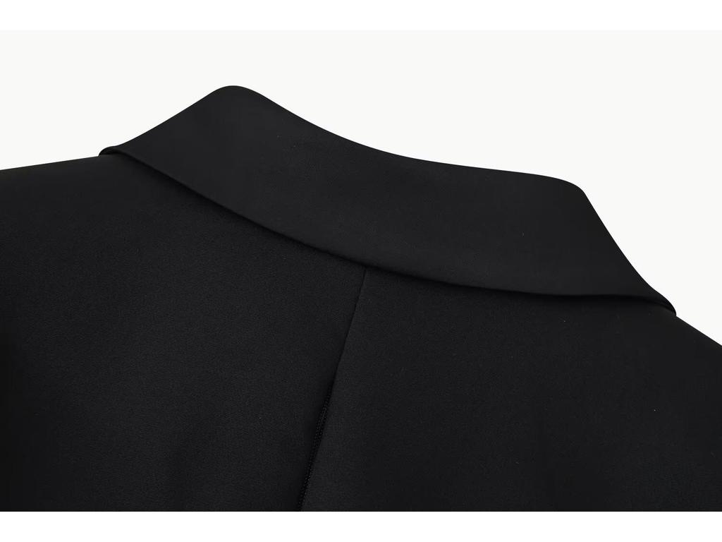 European & American Style Fashionable Silk Satin Lapel Jacket with Rhinestone Embellishments - Women's Suit Dress New Arrival