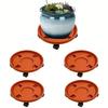 Heavy-Duty Rolling Plant Stand 1Pc, Circular Plastic Planter Base with Removable Brick Red Resin Tray, Flexible Movable Design